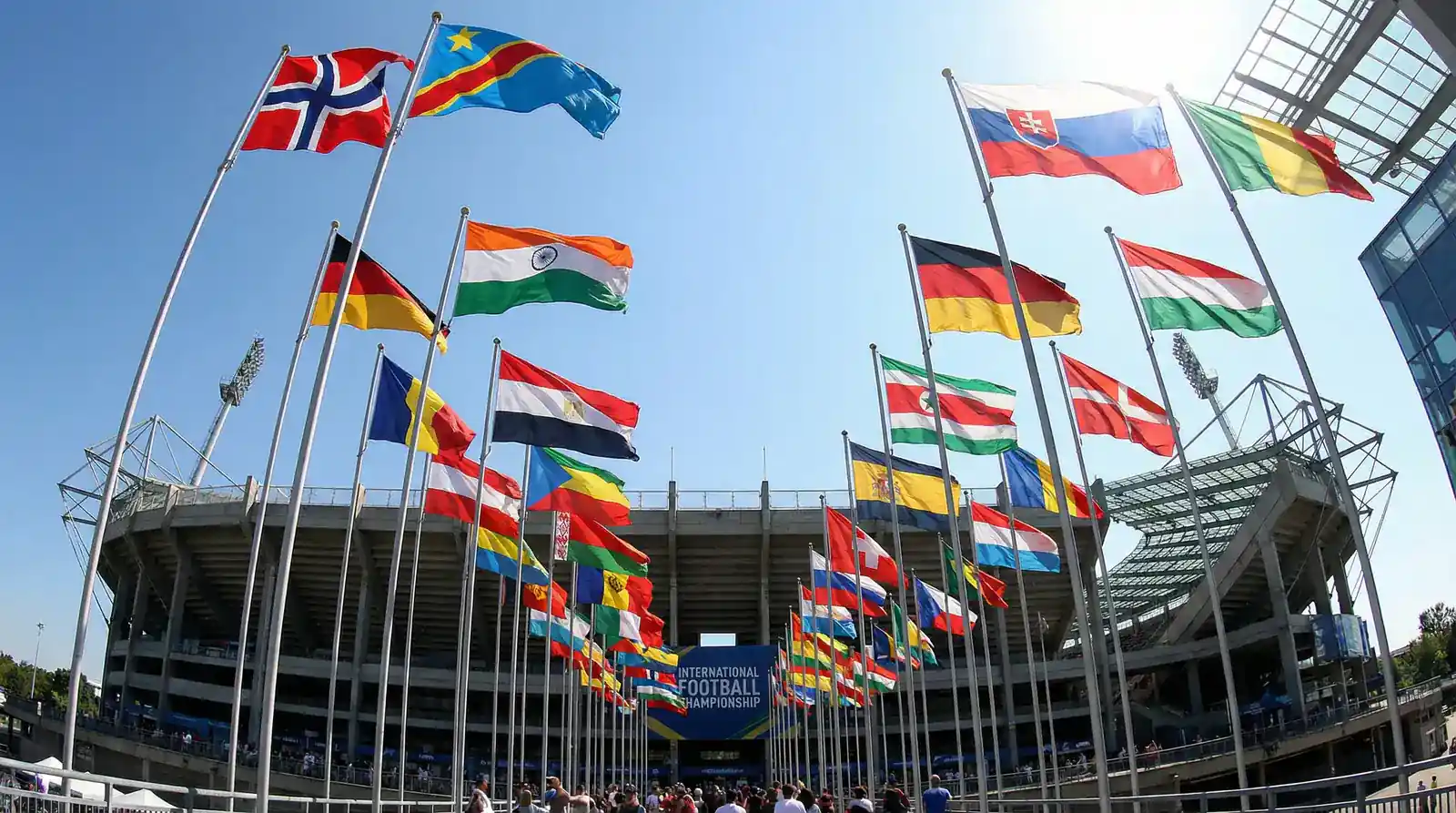 Zastave reprezentacija sudionica Svjetskog prvenstva 2026 na stadionu